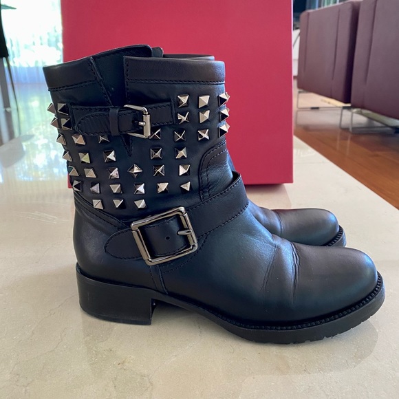 Valentino Rockstud Leather Ankle Boots - Picture 3 of 7